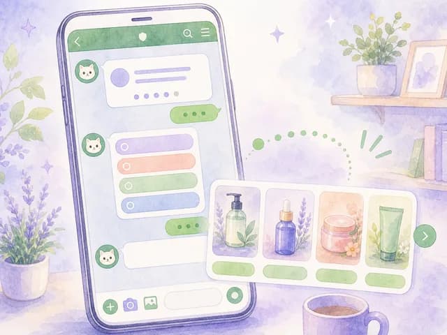 スマホのトーク内で診断が進み商品カードが届くイメージ