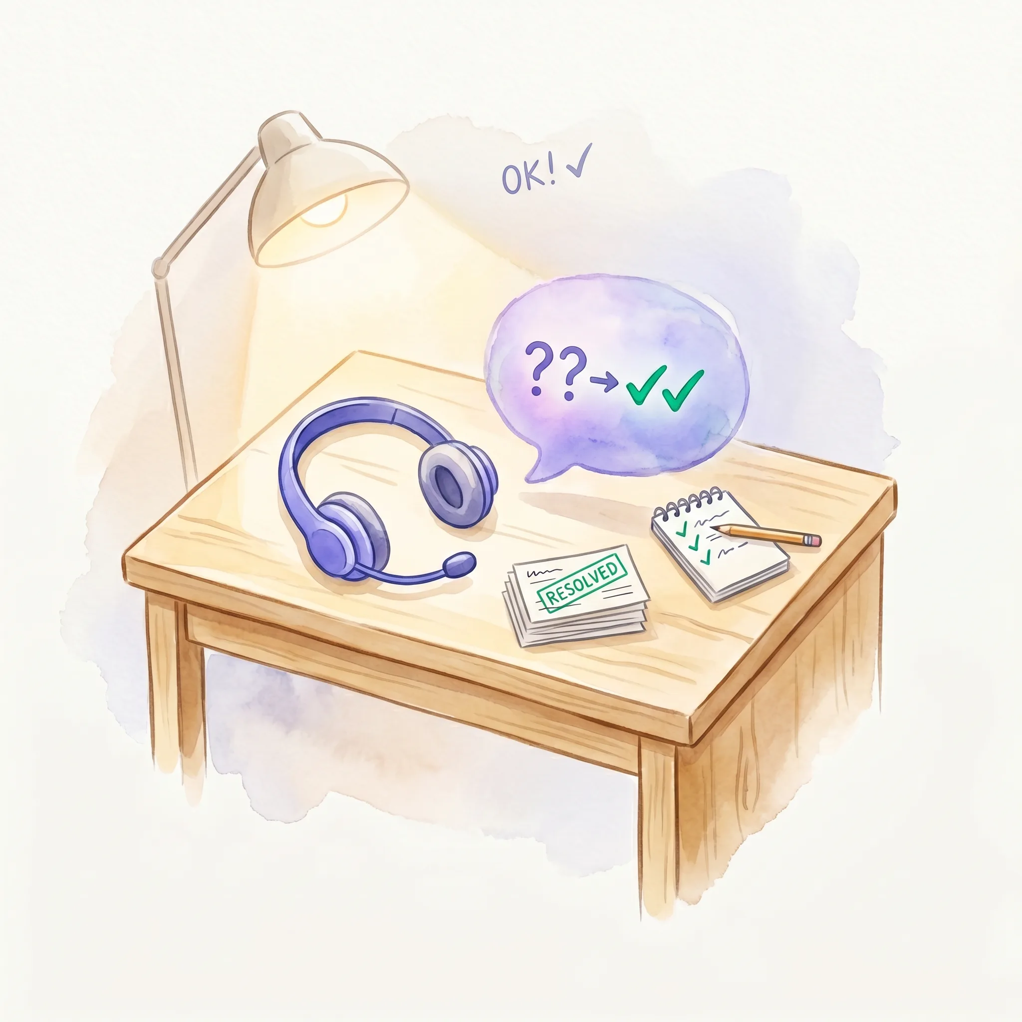 ヘッドセットとサポートデスクのイラスト